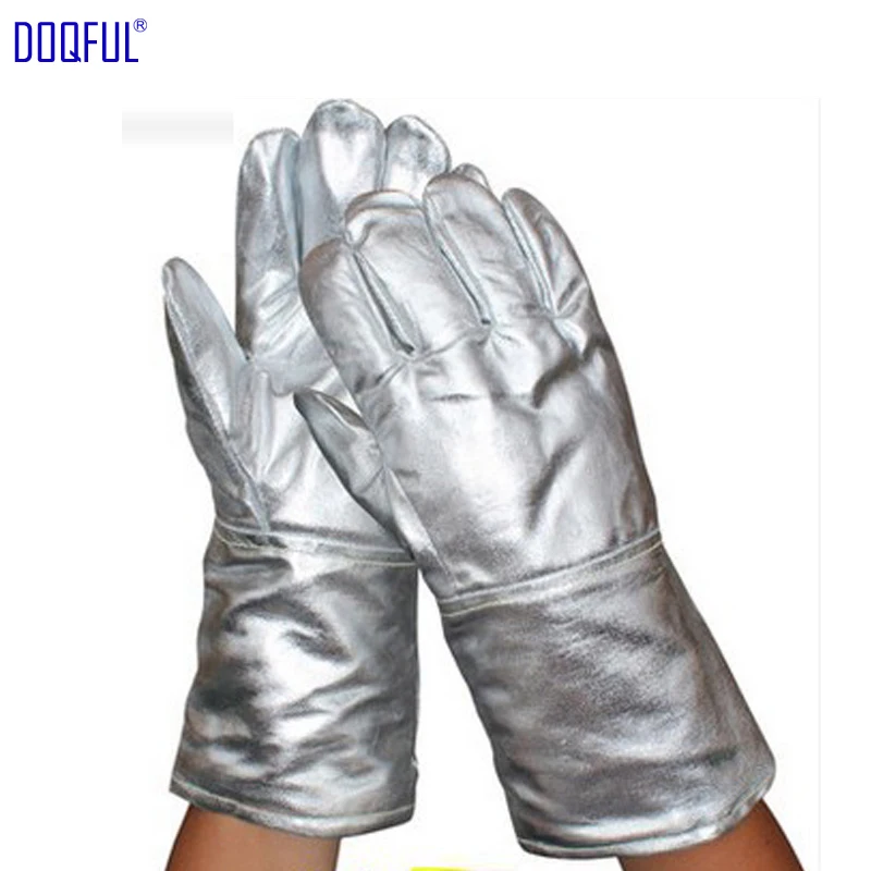 Work Gloves Heat Insulation 1000 Degree Aluminum Foil Fabric High Temperature Working Thermal Radiation Glove Fire Protection