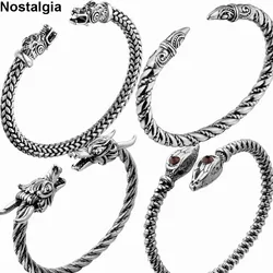 Retro Cuff Wolf Raven Dragon Snake Head Viking Bracelet Men Vikingos Jewelry Brazalete Vikingo Bangels Women Accessories