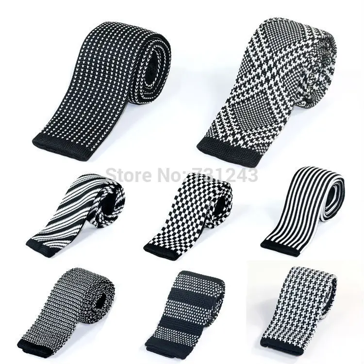 Knitted Slim Ties for men Casual Woven Polyester Skinny Neckties Fashion Striped Mans Neck tie for wedding Free Shipping