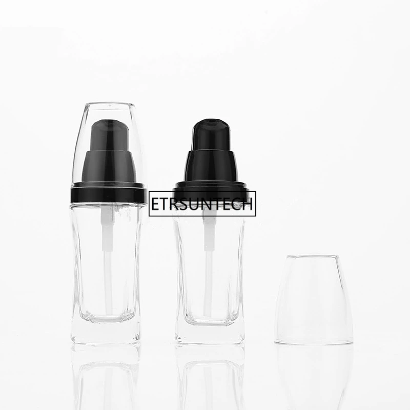 30ml Clear Glass Bottle with Black Pump for Lotion Essential Oli Moisturizer Facial Water Liquid Cream F1945