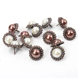 Artificial Pearl Sunflower Round Diy Brads Scrapbooking Embellishment Fastener Brad Metal Crafts Decoration 16mm 20pcs