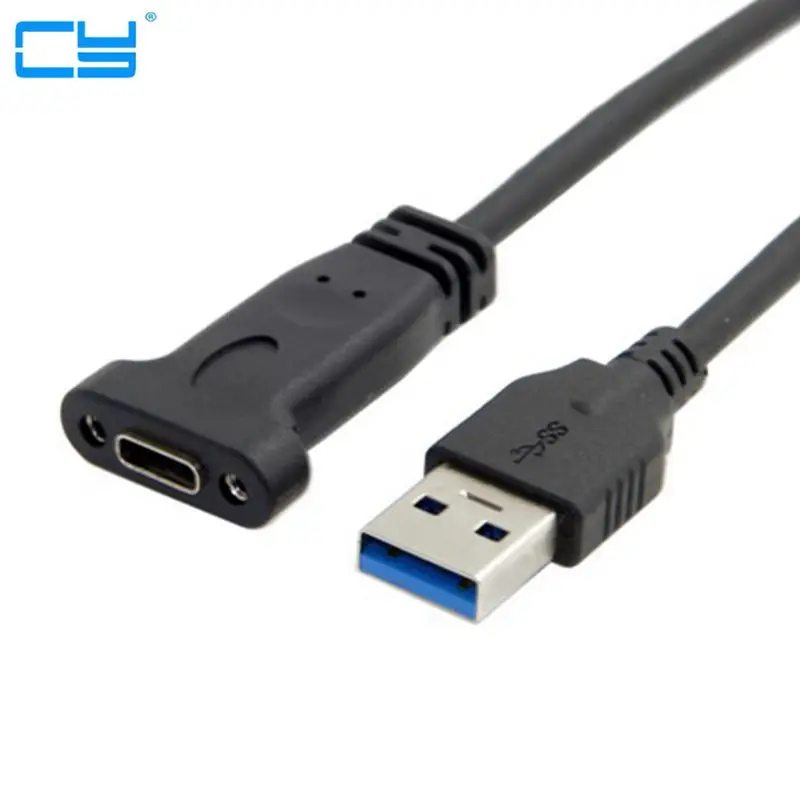 0.2M USB-C USB 3.1 유형 C TYPE-C 암-USB 3.0 A 수 데이터 케이블 20cm(패널 장착 나사 구멍 포함)