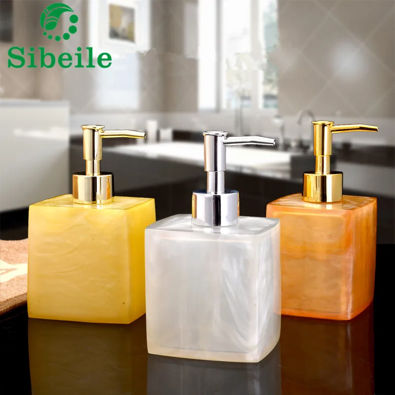 SBLE 360ml Square Bathroom Resin Hand Pump Liquid Soap Dispenser Creative Grain Continental Garden Soap Dispenser free ship