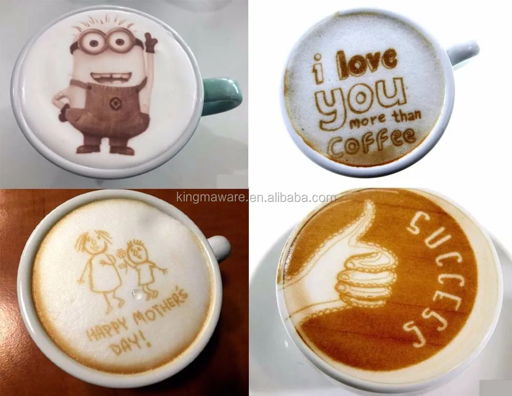 Kleurrijke eetbare inkt Automatische foto melk selfie drukmachine 3D koffie, selfie koffie printer machine