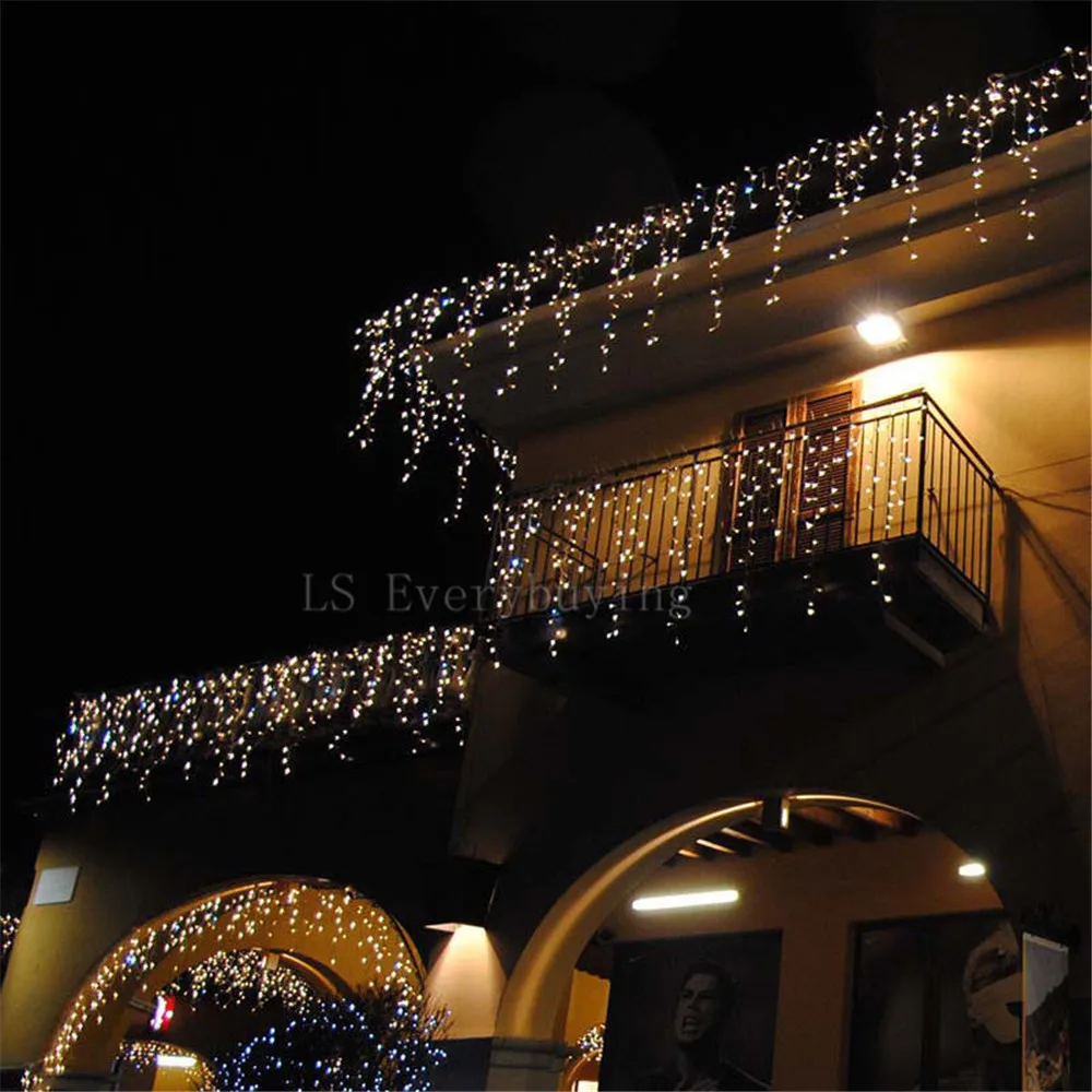 Christmas Lights Outdoor Decoration 3.5m Droop 0.4-0.6m Led Curtain Icicle String Lights New Year Wedding Party Garland Light