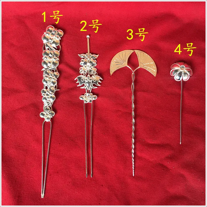 

4 designs Hanfu Hair Accessory Handmade Miao Silver Hair Stick for Wedding or TV Play Traditional Antique Wire Inlay Artwork