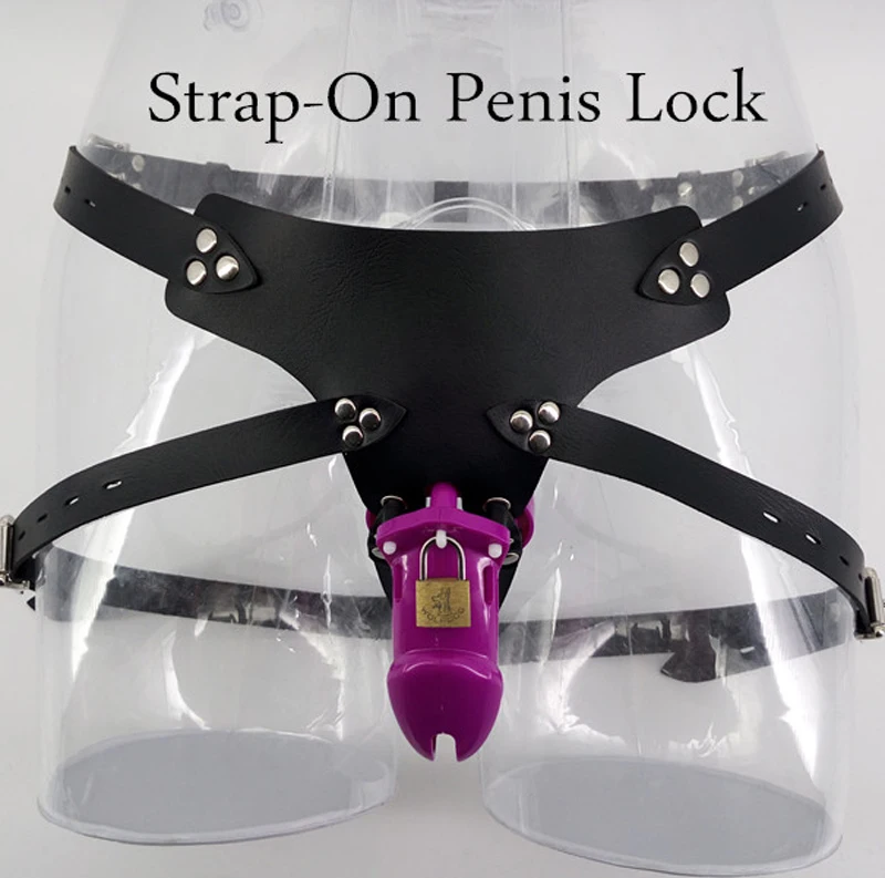 Plastic Male Big Cage Purple Strapon CB6000 Cock Cage Male Wearing Penis Lock Adult Chastity Device Belt Men Sex Product Toy