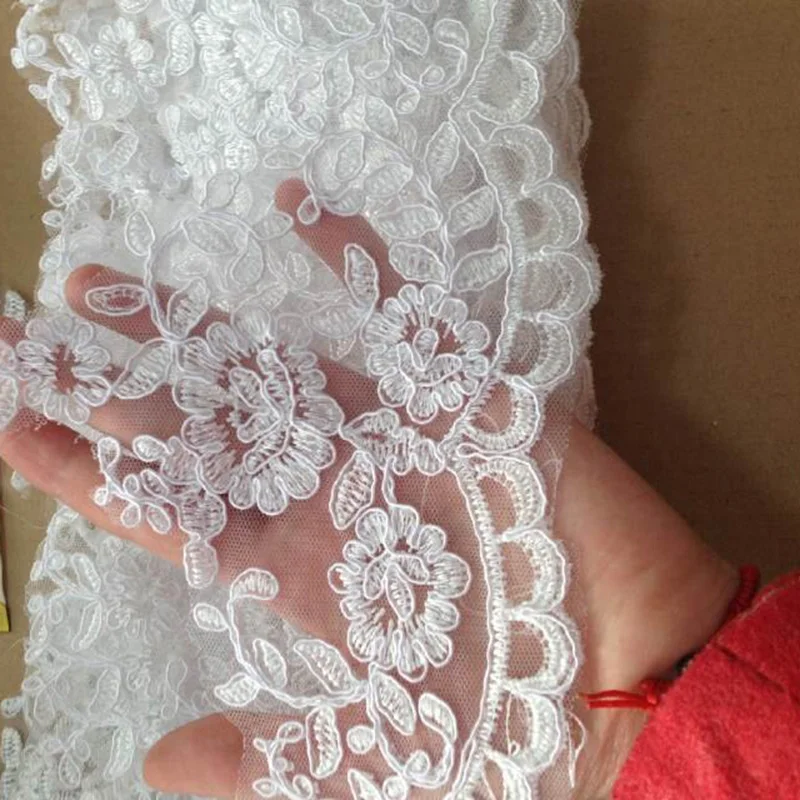 9Meters Cord Bilateral Lace Trim Gorgeous Lace Applique Fabric Floral Motif Wedding Veil New Design High Quality