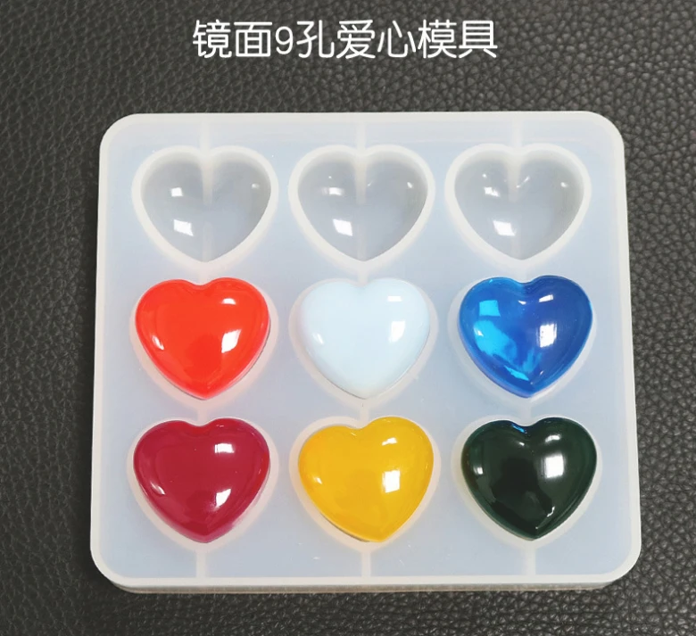 DIY crystal gel mold 9 holes love mold mirror silicone mirror resin pendant hand die