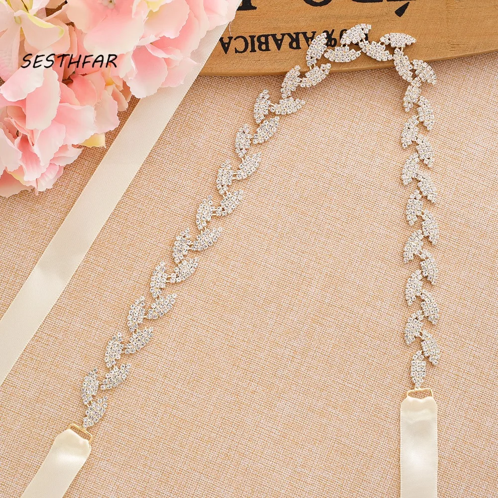 

SESTHFAR Wedding Belt for bride Bridal sash Gold belt dress Accessories Bride Waistband Wedding Sashes Bridal Belts