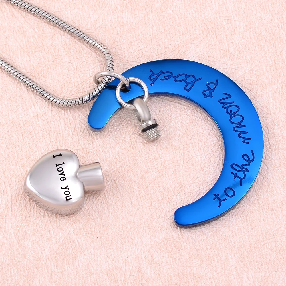 ILJ9497 Fashion Jewelry Crematio Mini Heart Memorial Urn Moon Cremation Necklace for Women 