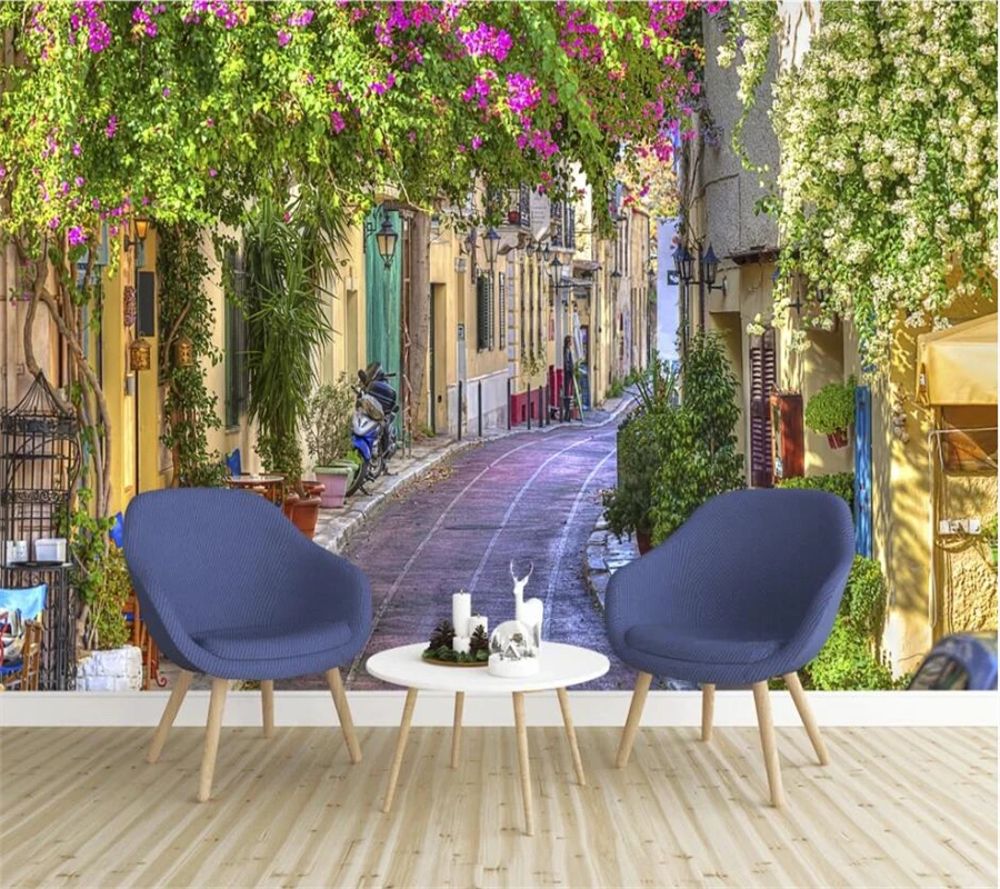 

beibehang Custom wallpaper 3D photo murals street view romantic pastoral street view mural TV background wall papers home decor