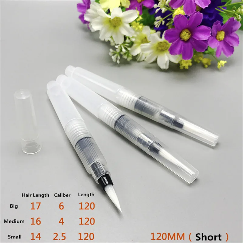 3pcs 120mm Soft Hair Brush Can Add Ink Water Color Pigment Calligraphy Pen Art Painting Tool Reusable Cake Make Wood Apply Glue