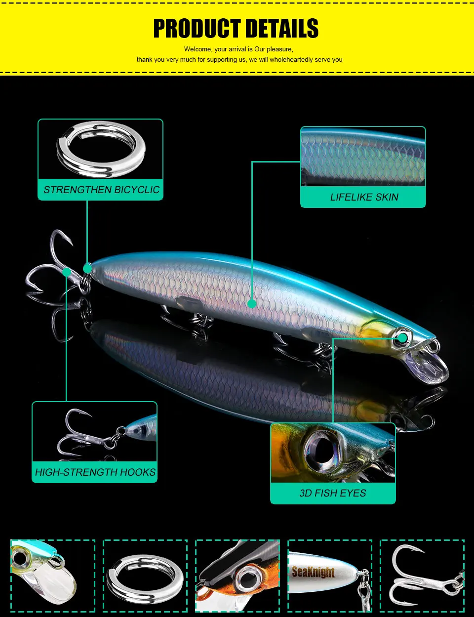 SeaKnight Brand 08 Minnow Angelköder Super Weitwurfköder Sinktiefe 0,3-0,9m 20g 3 Haken Harte Angelköder PVA-Box Verpackung – Detail 6