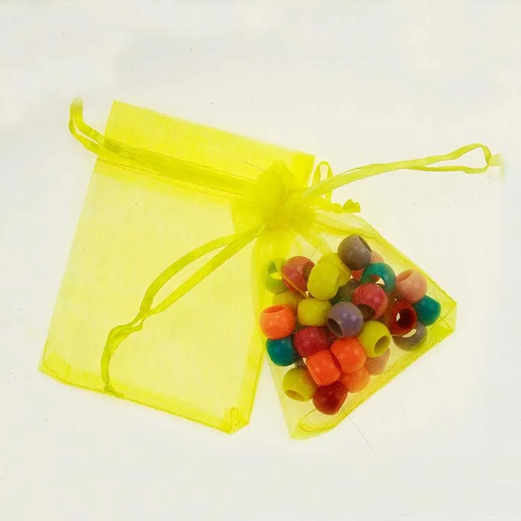 

17*23cm 100pcs Yellow Gift Bags For Jewelry/wedding/christmas/birthday Yarn Bag With Handles Packaging Organza Bags