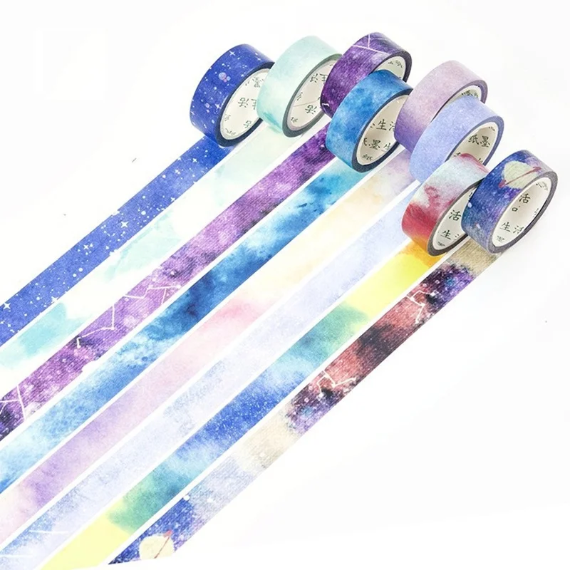 fita de washi estrelada pecas conjunto de fita artistica de arco iris ceu 15 mm 7m decoracao fita scrapbooking adesivo de papelaria a6909 01