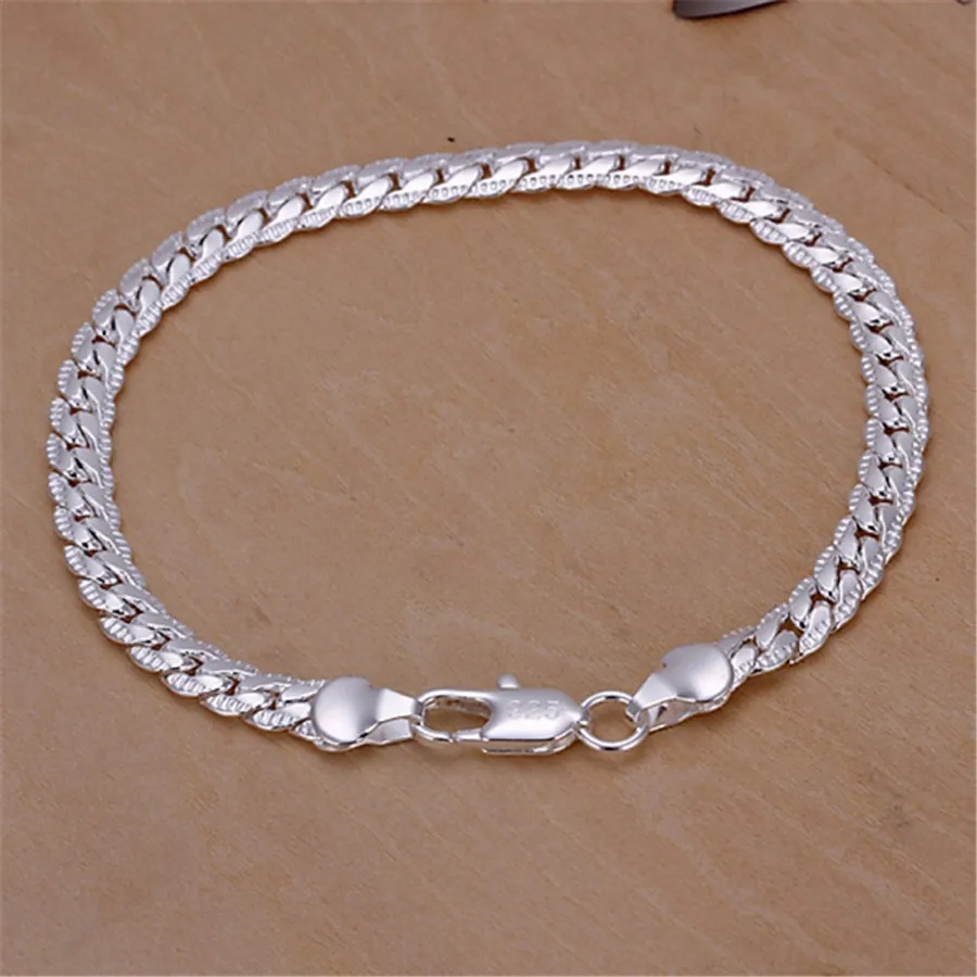 Personalized Women Men Silver 925 Plated 5mm Snake Chain Gold 925 Plated Bracelets Fashion Jewelry Christmas Gifts H199