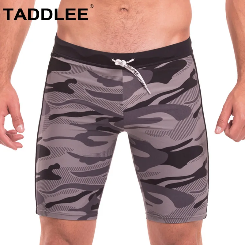 

Taddlee Brand Sexy Men's Swimwear Swimsuits Swim Boxer Briefs Trunks Surf Board Shorts Camo Beach Boxer Basic Long Bathing Suits