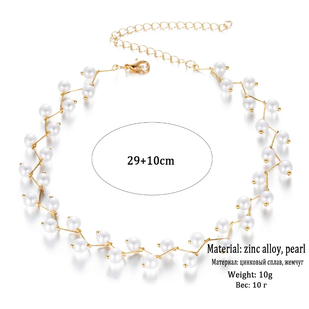 IPARAM Trendy Elegance Statement Necklace Charm Simulated Pearl Beads Choker Necklace For Women Kolye Collier Femme image 3