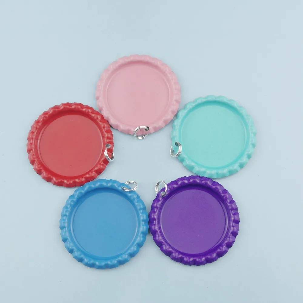 1\'\' Metal Colored Flattened Bottle Caps SUTOYUNE Flat Bottle Cap With Split Ring For DIY Crafts Pendants 60pcs Mix 15 Color