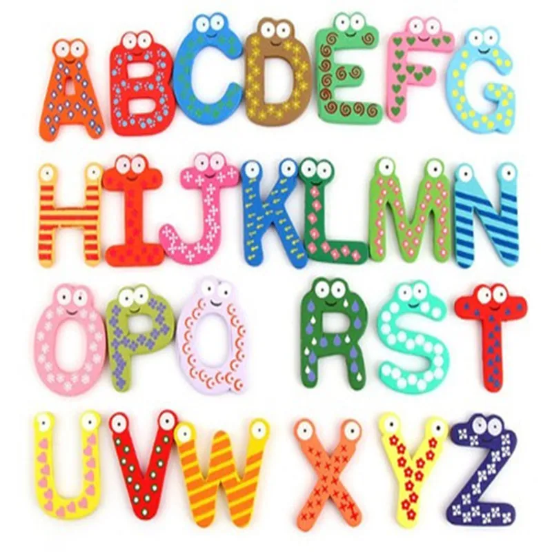 26pcs smile letters wooden fridge Magnets stickers fun bar Figures home kitchen decoration party supply kids gifts message words