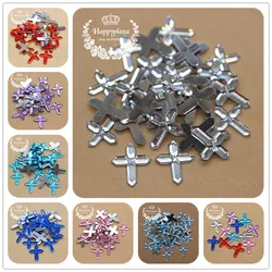 200pcs 12*15mm Acrylic Small Cross Charm Flatback Cabochon Embellishment Accessories DIY Craft Scrapbooking