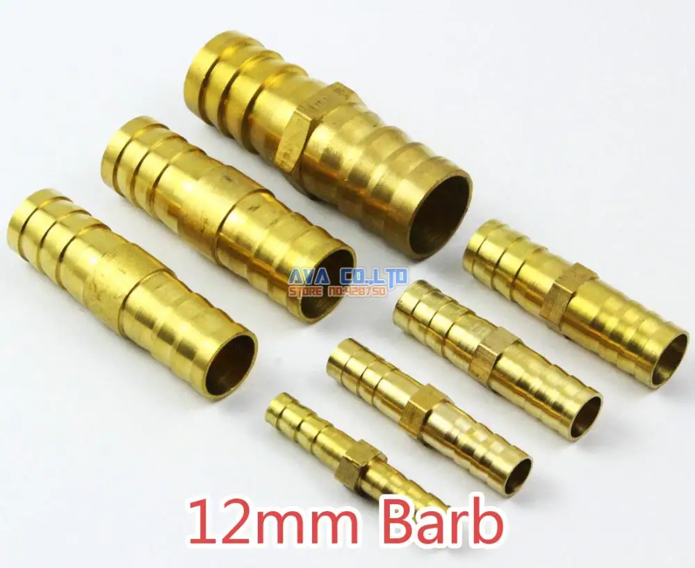 10 Pieces Brass Straight 12mm Barb Fuel Hose Joiner Air Gas Water Hose Connector Coupler