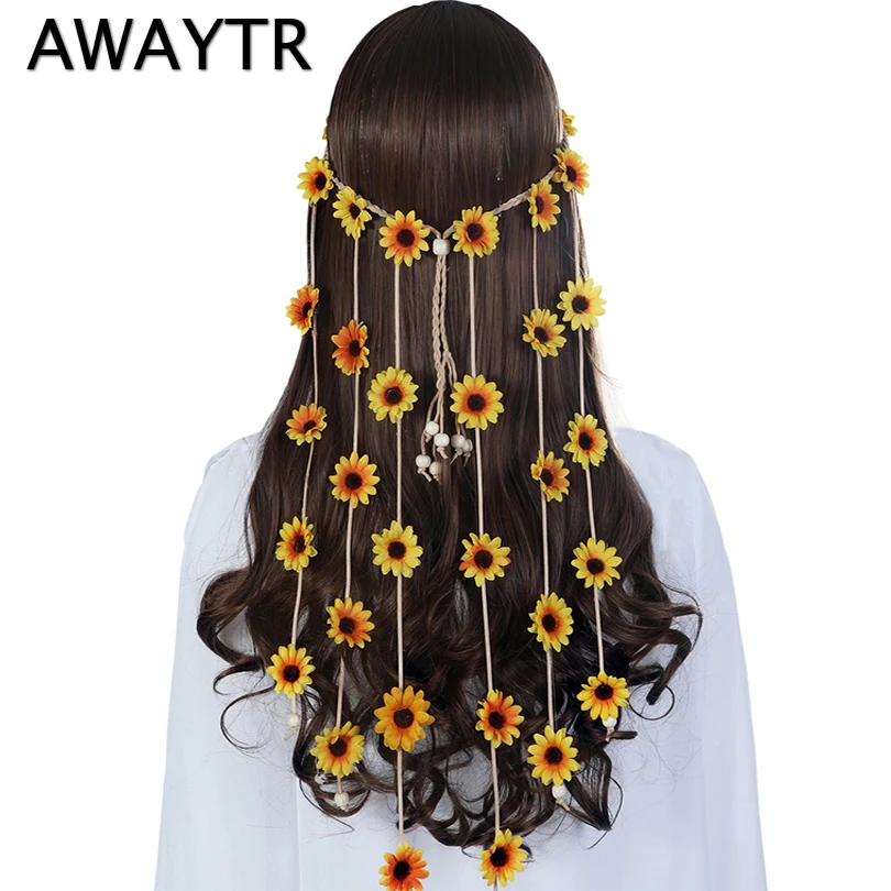 

Женская повязка на голову AWAYTR, летняя пляжная повязка на голову, аксессуар для волос в богемном стиле