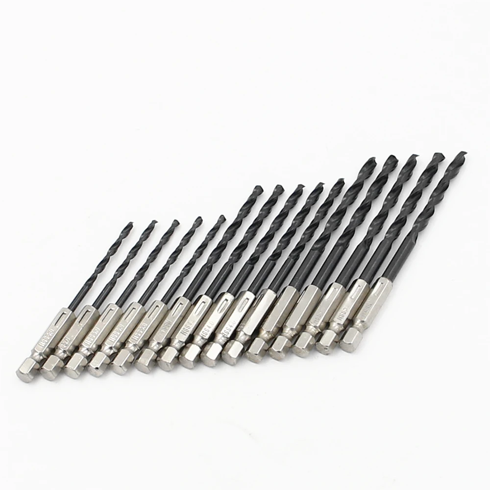 Khoan Sắt HSS 15Pcs Đen Xoắn Bộ Mũi Khoan Thấy Bộ Thép Nitrua 1/4 Chuôi Lục Giác 3Mm 4Mm 5mm Máy Khoan Tiều Phu Tự Làm Dụng Cụ
