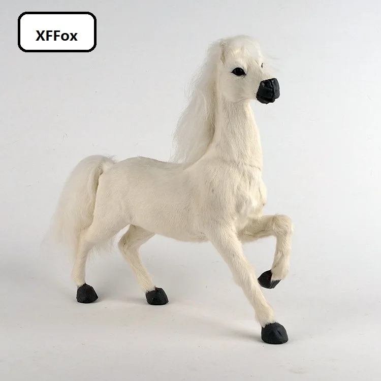 

big real life white horse model plastic&furs simulation rise up horse gift about 31x30x9cm xf1867