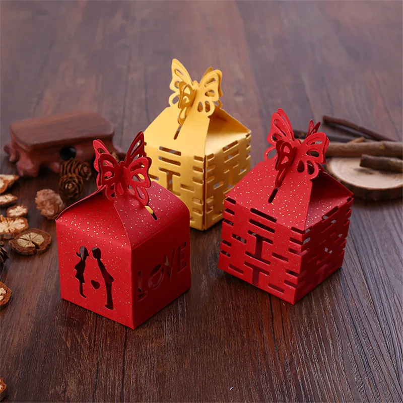 

Laser cut wedding favor candy boxes 300pcs/lot free shipping chocolate box for wedding invitation