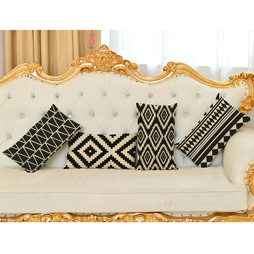 Black and White Geometry Striped Sofa Pillowcase 30*50cm European Simple Style Luxury Home Decor Waist Cushion Cover Kussenhoes