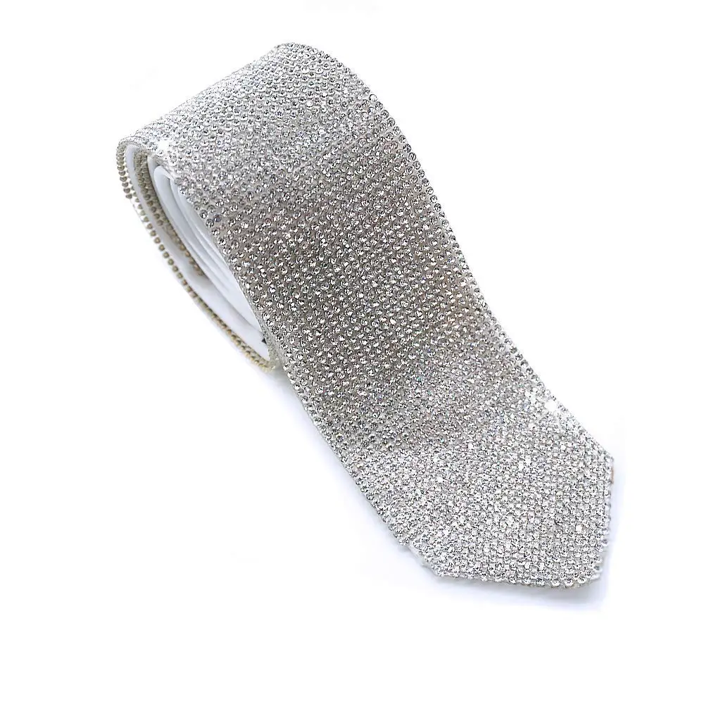 Michael Necktie Tie Laser Crystal Rhinestone Necktie Necklace for Performace Wedding Party Prom Handmade