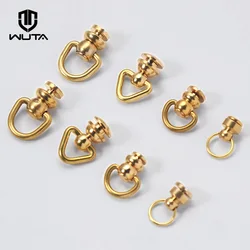 WUTA 10 Pcs  Brass Ball Chicago Stud Screw Rivets Nails Rotatable D Ring Wallet Chain Buckle Handle Connector DIY Accessories