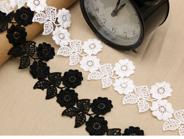 1yard Width:5.5cm Flower Lace 3 Colors French Ribbon Fabric Polyester Laces Wrap Guipure DIY Trims (ss-6838)