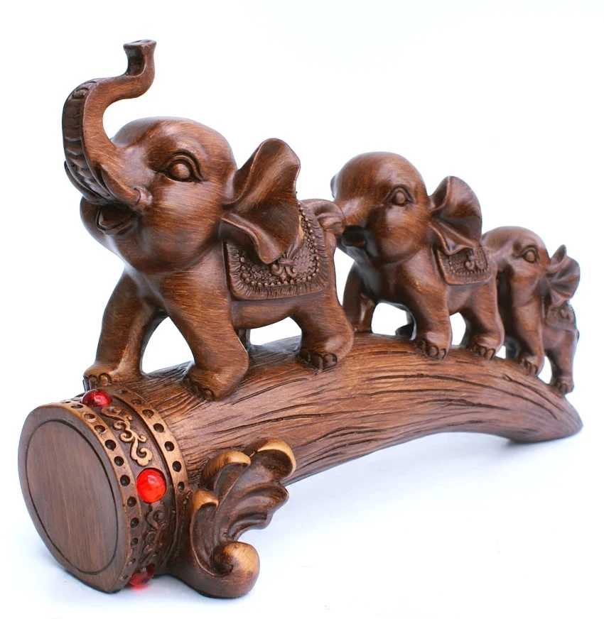 Three elephants household ornaments, fortune-seeking crafts, decorations, living room geomantic omen, three elephants decoration