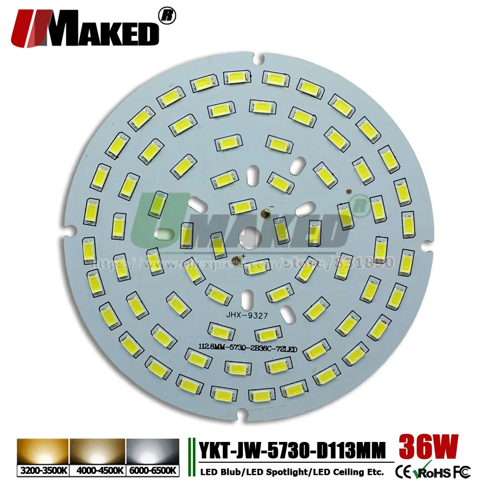 

UMAKED 36W 113mm LED PCB SMD5730 ChipLED Source Aluminum Lamp plate Warm/Natural/White DIY Ceiling Lamp Bulb Bay light Spotlight