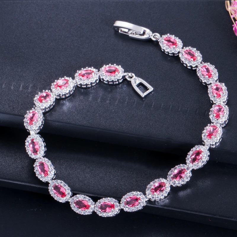 BeaQueen Brand Women Silver Color Jewelry Perfect Oval Cut Cubic Zirconia Stone Charming Tennis Bracelets Bangles B044