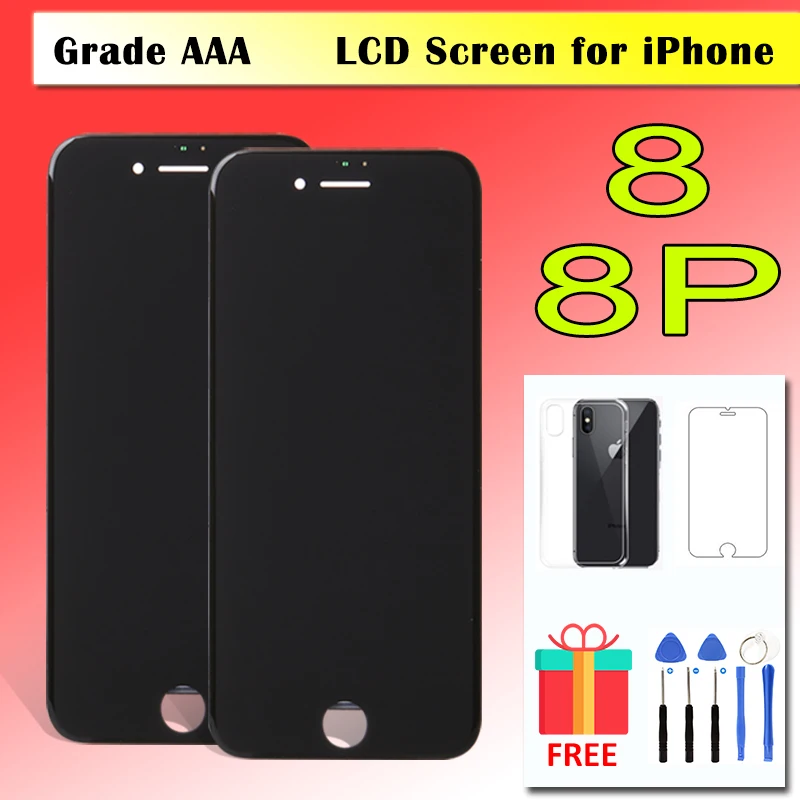 Replacement Screen For iPhone 8 Plus 8P LCD Display Touch Digitizer Assembly Black White Pantalla with Opening Tools