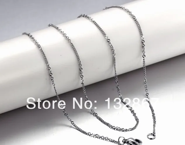 

50pcs Sales promotion 1.5mm*45cm exquisite jewelry Stainless steel thin twisted link chain necklace for women & girls in bulk