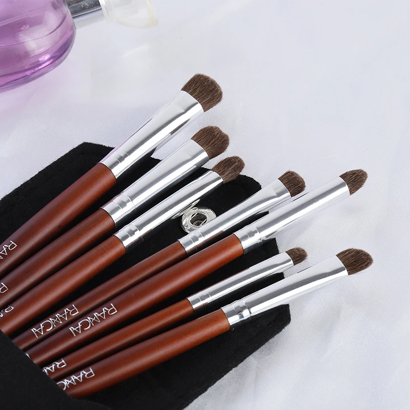 RANCAI Pro 7pcs Eye Shadow Makeup Brushes Set Natural Hair Wood Handle Blending Shader Highlighter Brush Make Up Tools brochas