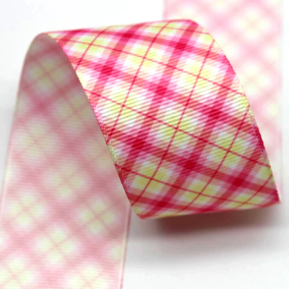 10 Yards 25MM 38MM Plaid Ribbon DIY Handmade Material Headdress Hair Bows Vertical Grid Colorful Grosgrain Ribbons