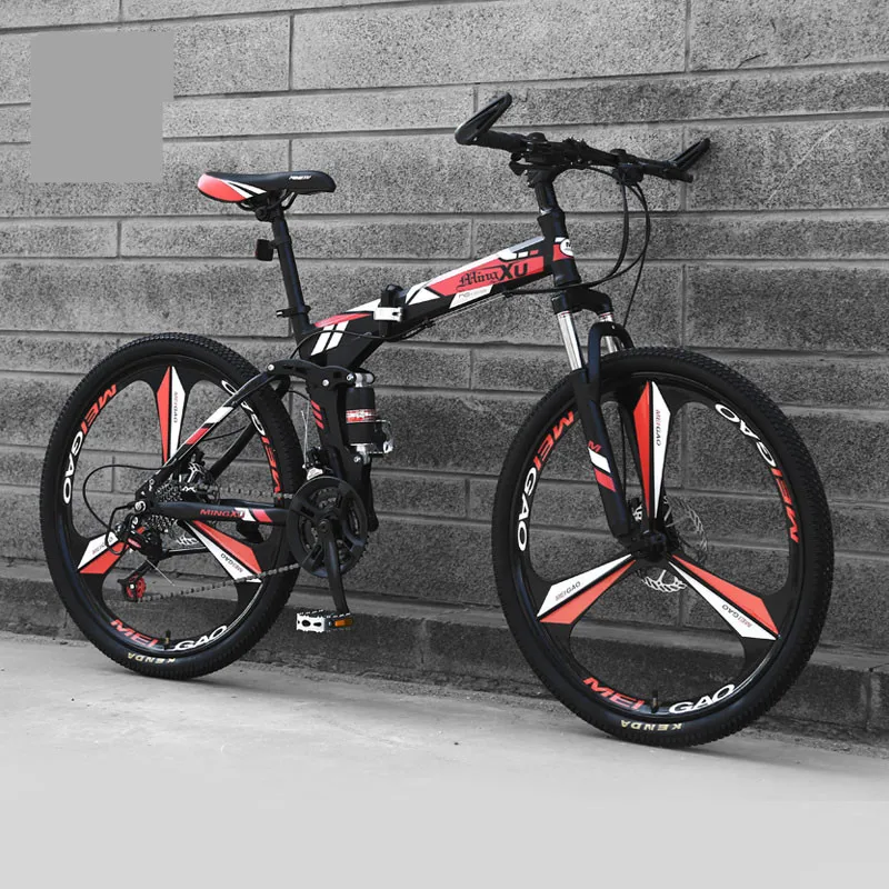 New Carbon Steel Frame Mountain Bike 27 Speed 24/26 inch Wheel Folding Bicycle Soft Tail Outdoor Sports Downhill MTB Bicicleta