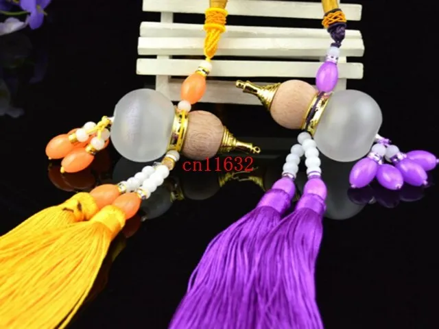 

Free Shipping Essential Oil Tassel perfume bottle Empty Glass Chinese gourd pendant car pendant hanging Ornament,100pcs/lot