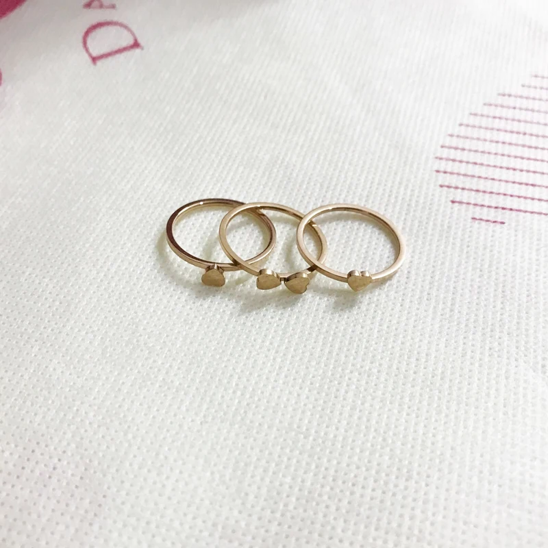 Classic Design Three Heart Ring Combination Stainless Steel Rings For Women Rose Gold Color Clover Jewelry Female Accessories