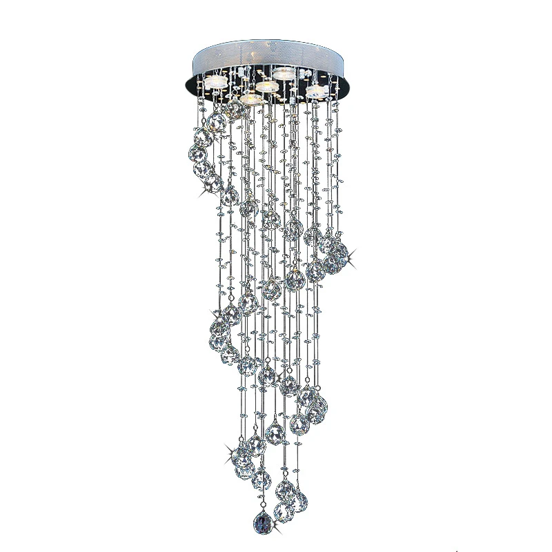 Modern LED Spiral K9 Crystal Chandelier Lighting for Living Room Foyer Staircase Bedroom Hotel Hall Ceiling Suspension Lamp