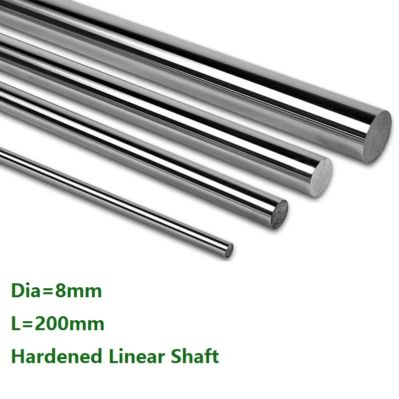 

100pcs/lot Dia 8mm shaft 200mm long Chromed plated linear shaft hardened shaft rod bar rail guide for 3d printer cnc parts