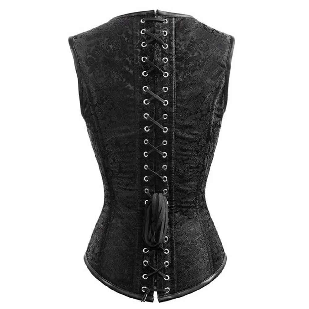 Steampunk Corsets And Bustiers Red Brocade Sexy Cupless Vest Corset Slimming Gothic Waist Corsage Corselet Steel Boned Corsets