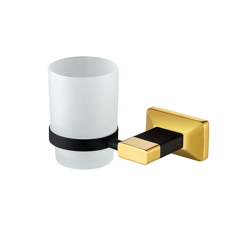 Luxury gold and black brass copper bathroom Toilet Toothbrush cup  Bathroom accessories hardware