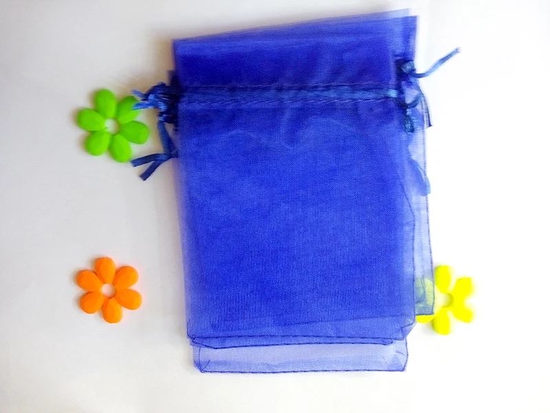15x20cm 500pcs/lot Christmas Organza Bags Royal Blue Drawstring Bag Pouch For Food/jewelry/candy Gift Bag Small Packaging Bags